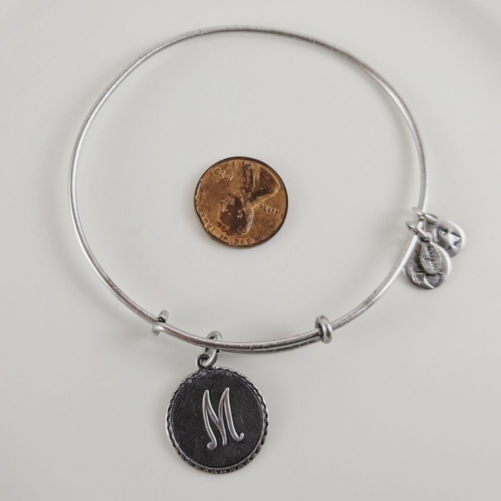 Alex and Ani Rafaelian Silver Initial M Bracelet - Picture 1 of 6